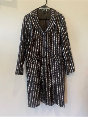 Black/dark blue  Polka Dot design  Long Coat lapis brand large